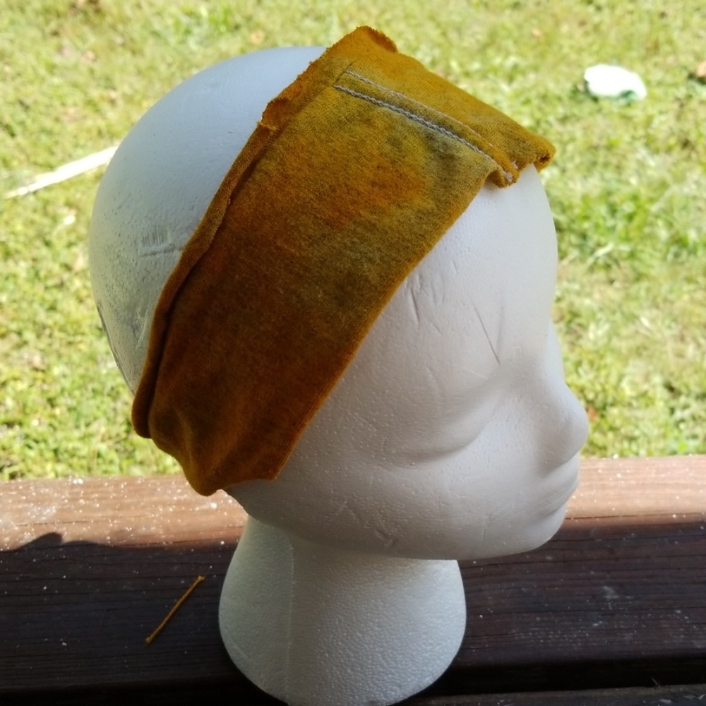 Handmade ice tie dye yellow and peach Headband - Picture 2 of 4